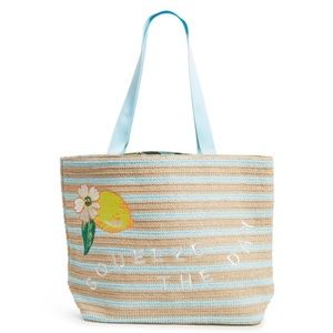 Vera Bradley Lemon Grove straw tote